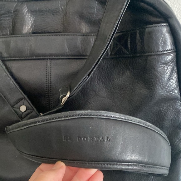 EL PORTAL Men’s Black Premium Leather Briefcase - Picture 4 of 9